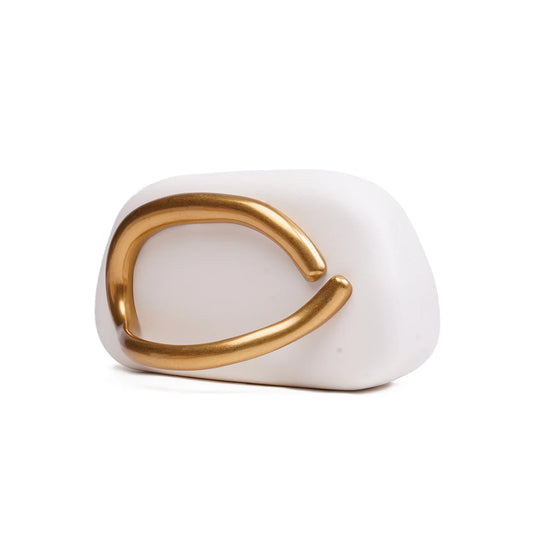 White Structured Clutch with Accent