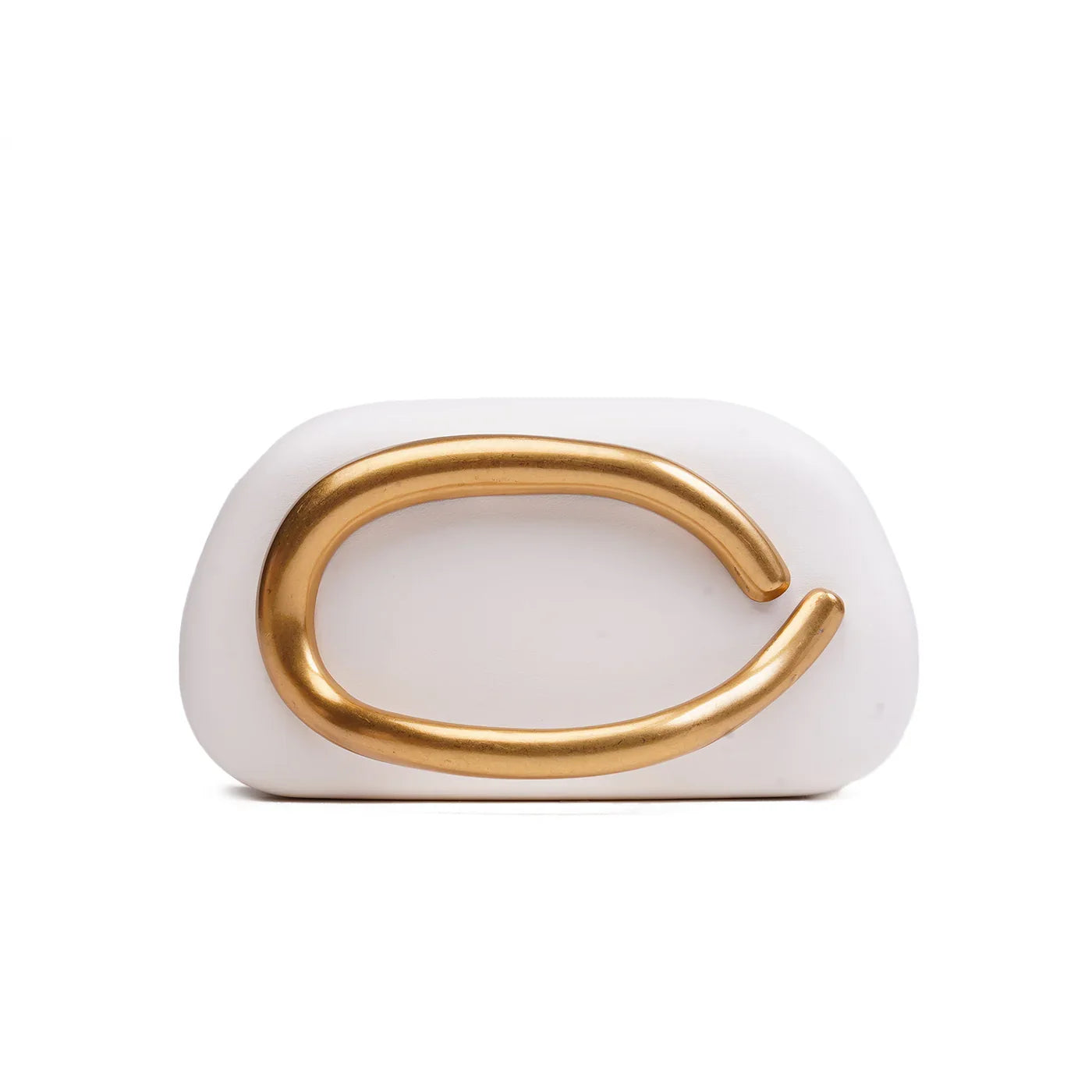 White Structured Clutch with Accent