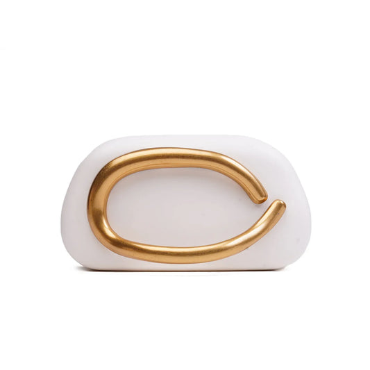 White Structured Clutch with Accent