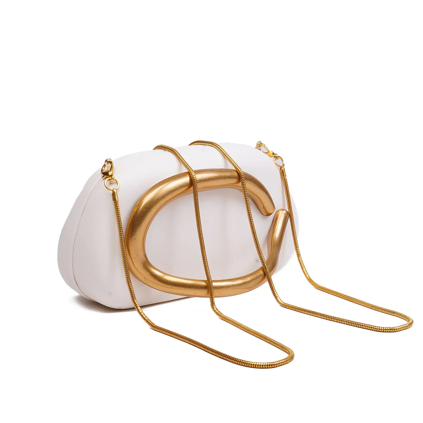 White Structured Clutch with Accent