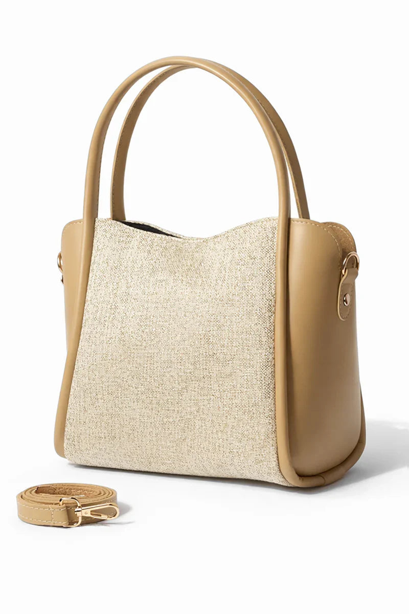 Fawn Mixed-Material Shoulder Bag