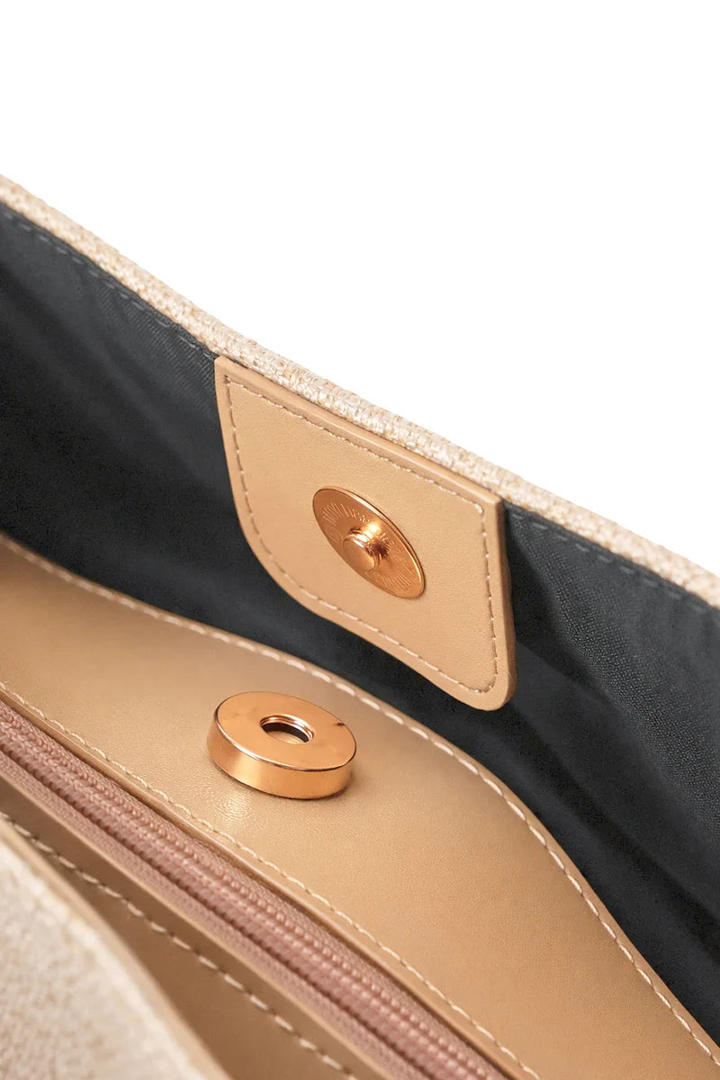 Fawn Mixed-Material Shoulder Bag