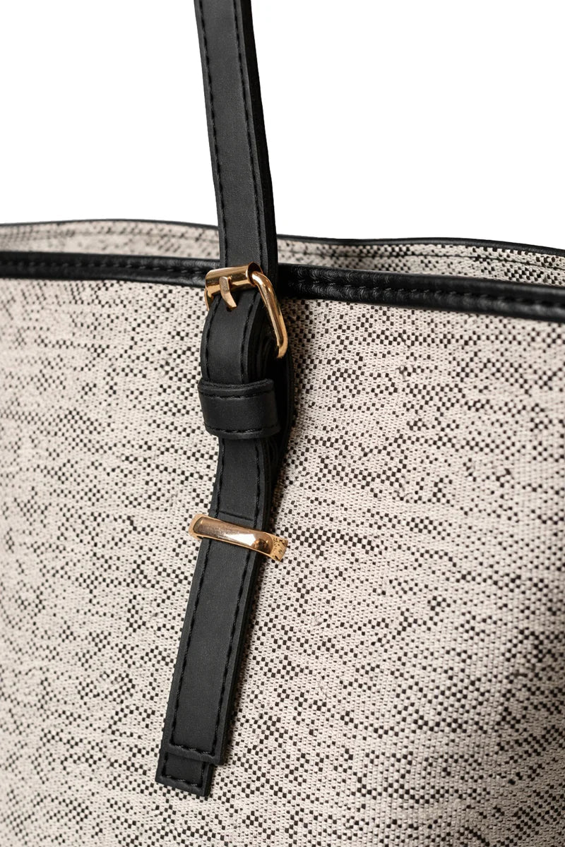 Woven Shoulder Bag with Black Straps