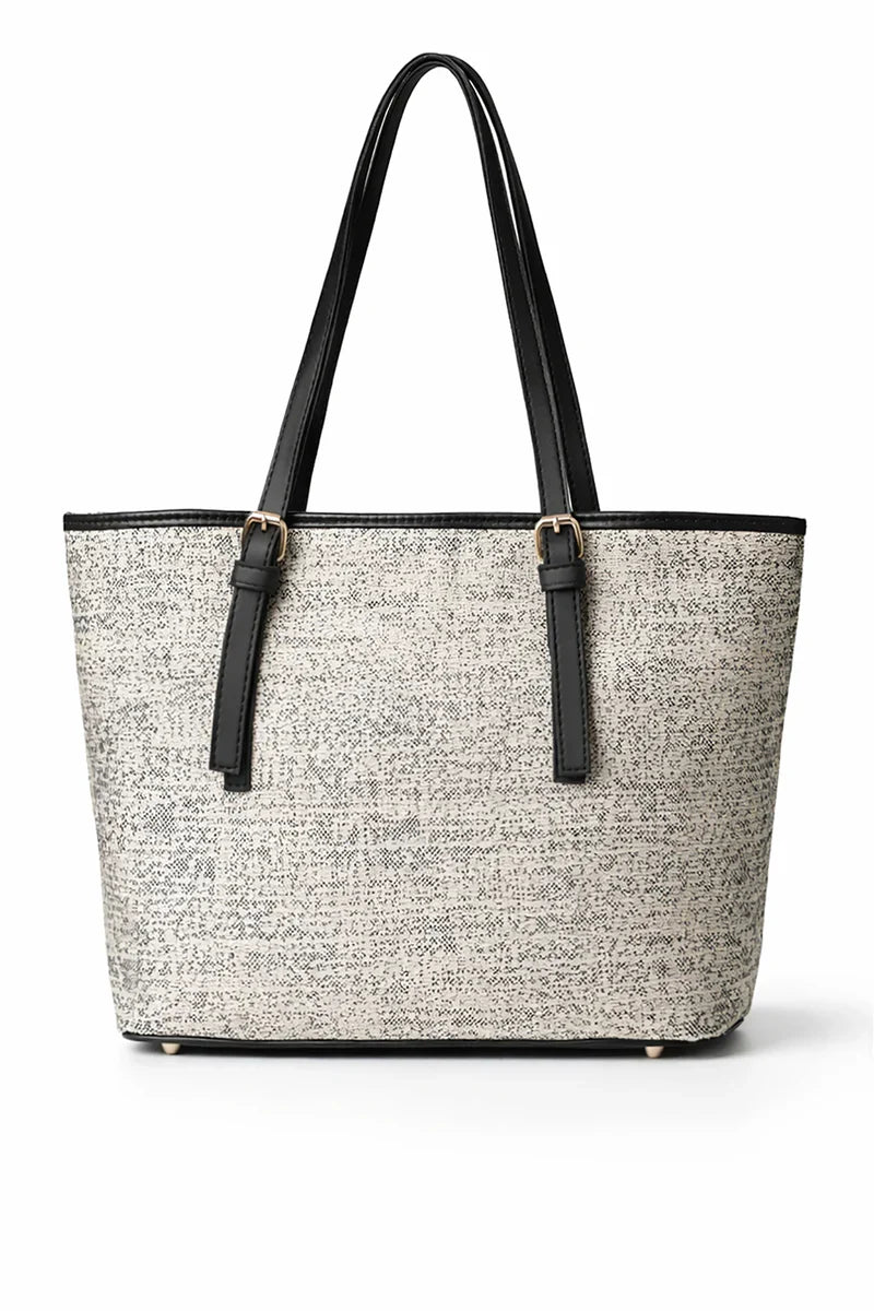Woven Shoulder Bag with Black Straps